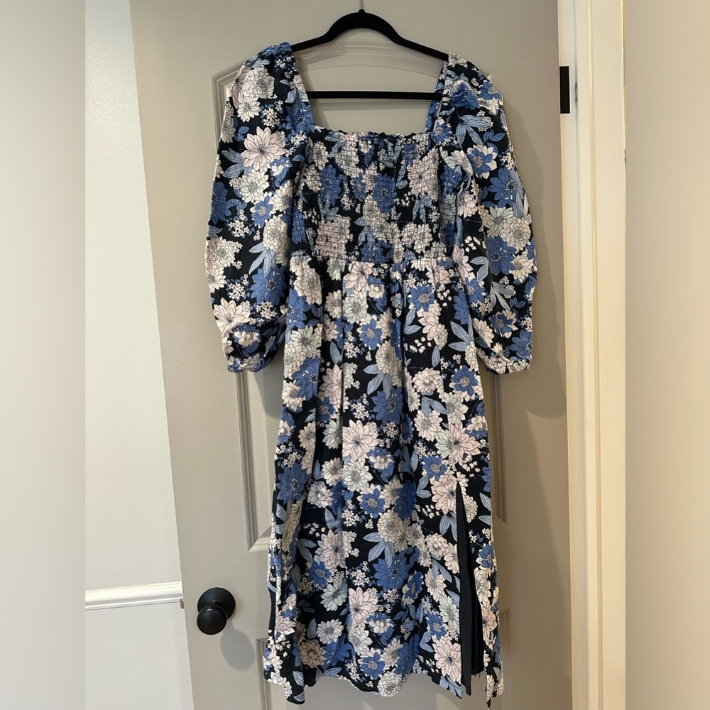 J crew linen floral dress sz M